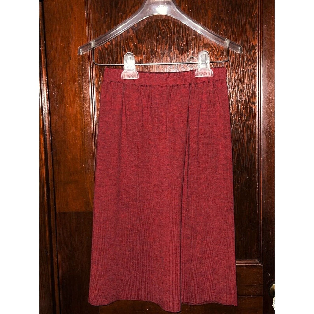 EILEEN FISHER RUST ELASTIC WAIST STRETCH WOOL BLEND PENCIL SKIRT PETITE  PP / 2P